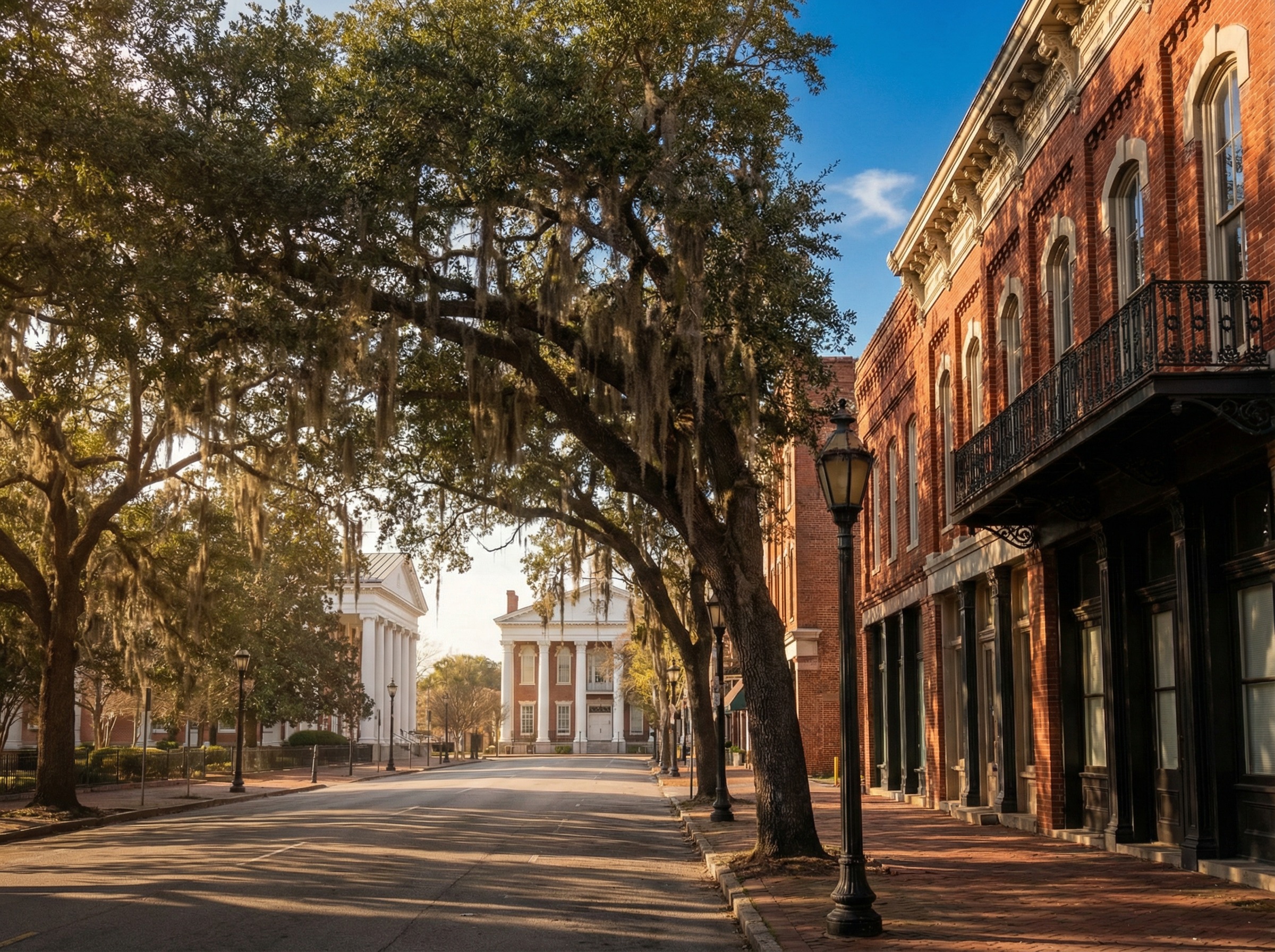 Historic downtown Augusta, Georgia streetscape near Hull Barrett law offices